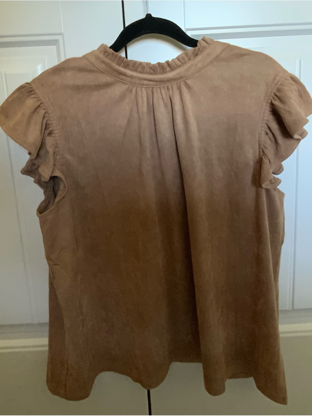 Ruffle Sleeve Blouse in Taupe